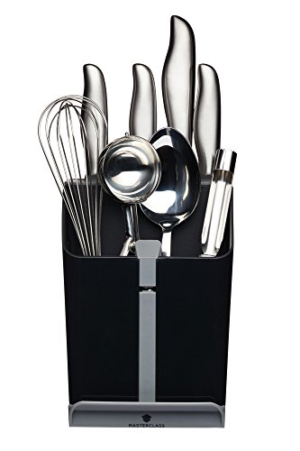 MasterClass Smart Space All-in-1-Messerblock und Utensilienhalter mit Keramik-Messerschärfer, 15,5 x 14,5 x 20,5 cm (6'' x 5,5'' x 8'') - Schwarz / Grau