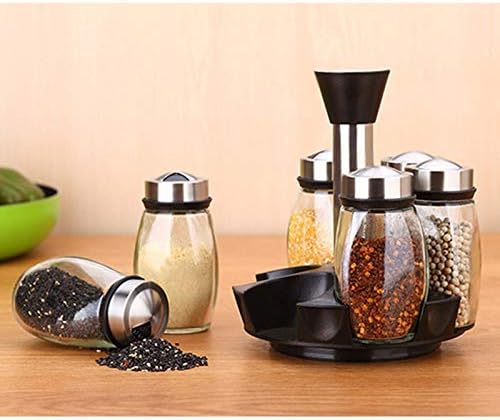 Seasoning Box Condiment Box Rotary Base Condiment Bottle 6 Set Kitchen Utensils Seasoning Pot Combination Suit Kitchen Holder Seasoning Box