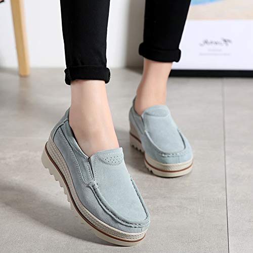 Image of YING LAN Women Slip On Loafers Comfort Suede Moccasins Wide Low Top Shoes