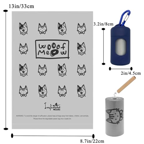 Image of Dog Poop Bag Dispenser for Leash with Snap Clip, Skin-friendly Texture Waste Bag Holder for Dog Walks and Cats, Pets Litter Bag Container, Indoor & Outdoor Use (Navy, 1)