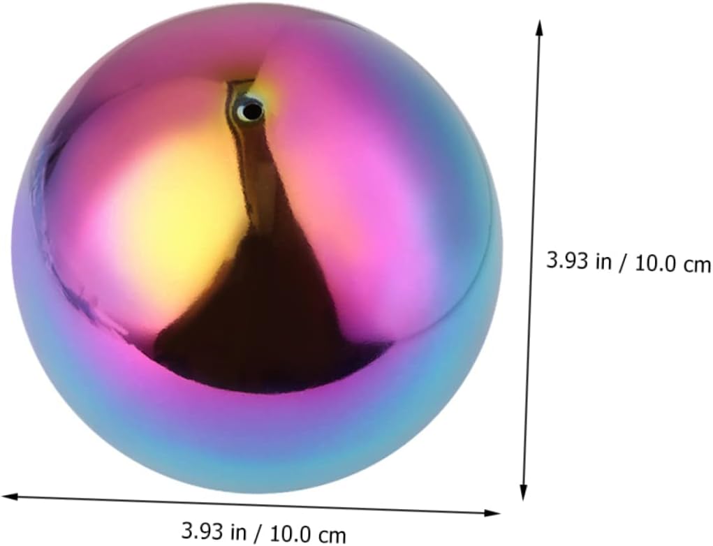 DULAI 4 pcs Polished Hollow Ball Rainbow Gazing mirros Floating Pond Balls Blue Gazing Ball Unbreakable Gazing Ball Gazing Mirror Garden Gazing Stainless Steel Decorations Reflective
