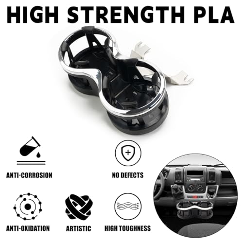 JESTOP Doppelter Becher Getränkehalter Wohnmobil für Citroen Relay FIAT Ducato 07-24, Autoablage Trinkflaschenhalter und neues Eisenblech