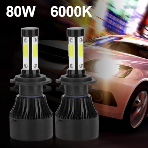 Image of Auto Pearl H7 LED-Headlight Bulb for Car 80W 3500LM 6000K, White (H7 Car LED-Headlights Bulb), Pack of 2
