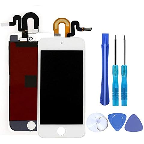 Full Screen Replacement for iPod Touch 5th 6th 7th Generation LCD Screen丨The Whole Display Assembly Metal Frame with Free Repair Tools (White One-Pack) Cover