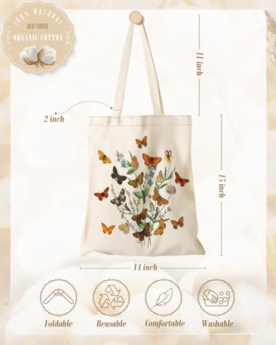 Miss Adola Aesthetic Canvas Tote Bag - Reusable Shoulder Tote Bag for Women Lady Casual Vacation, Shopping, Work, Gym