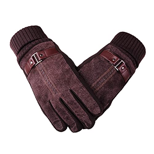 Guantes de invierno de piel de cerdo con forro térmico grueso