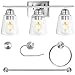 Hykolity 3-Light Bathroom Vanity Light 5-Piece All-in-One Bath Set (Led Edison Bulbs as Bonus) with Brushed Nickel Finish ETL Listed