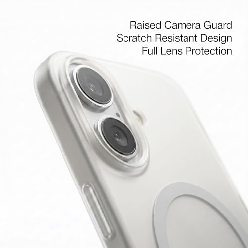 Image of amazon basics Luxury Paper Thin Case Cover for iPhone 16 5G | Matte Finish | Compatible with magsafe | (White, iPhone 16 5G)