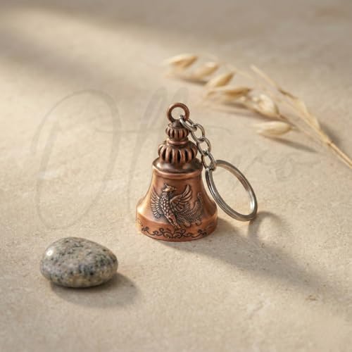 Image of OTTAVO Guardian Bell Keychain, Oxidized Copper, Tibetan Style, 5 cm Height, Good Luck Charm