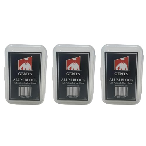Gents Alum Block in Plastic Case | Upgrade Your Shave - Soothing Aftershave Solution for Shaving Razor Burn Relief - Travel Friendly Durable Plastic Case Included (3.5 Ounces Pack of 3)