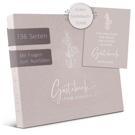 Love Notes Gästebuch Hochzeit mit Fragen zum Ausfüllen – Hochwertiges Hochzeitsbuch für unvergessliche Erinnerungen, Edle Silber Prägung, 70 Gästeeinträge, 21 x 23 cm, Leinen Hardcover (Sandbeige)