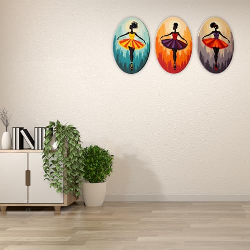 Image of GiftOday Abstract Art Dancers Wood Wall Hanging Decoration Items for Home & Kitchen Decor | Gifts | Wooden Wall Hanger | Mdf Wall Decoration for Living Room, Bedroom, Hallway | Set of 3