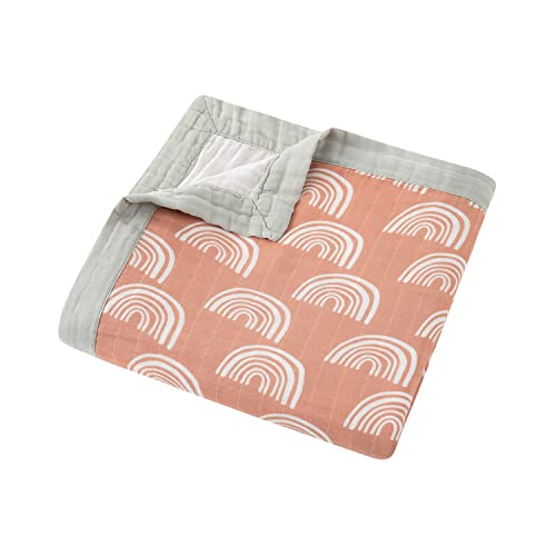 Soft Muslin Quilt Baby Blanket, Bamboo Rainbow Print Boho Toddler Blanket - Oversized 47" X 47" - 2 Layers Muslin Crib Blanket For Boys And Girls (Rainbow Print -2) #TOP1