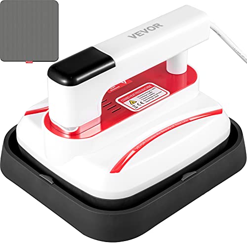 VEVOR Portable Heat Press 7x8 Inch Easy Press 800W Mini Heat Press Three Adjustable Modes Automatic Heat Press Machine for T Shirts Bags and Small HTV Vinyl Projects(Red)