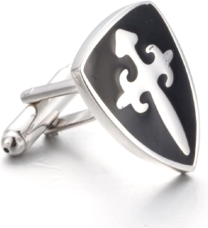 Cross Cufflinks for Men, Cross Shield Cufflinks, Cross Sword Shield Cuff Links, Cross Shirt Tuxedo Cufflinks, Punk Cufflinks French Cufflinks, Best Man Cufflinks, Silver Wedding Cufflinks
