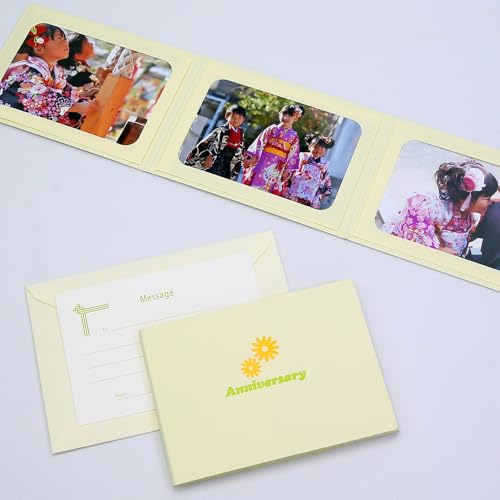山田屋台紙店 写真台紙 記念日 ポケット台紙 『Anniversary/マーガレット』 Lサイズ 3面ヨコ (クリーム)