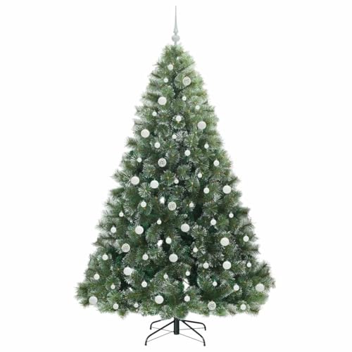 Árbol de Navidad artificial verde de 210 cm con luces cálidas integradas y base estable 4