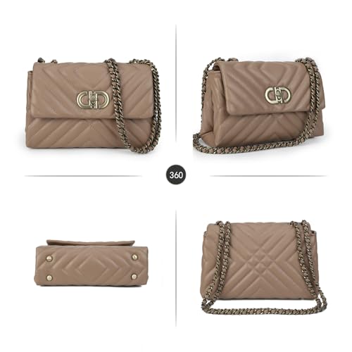 Image of Designer Quilted Purse, Convertible Crossbody Shoulder Bags Women | Vegan Leather, 2.5L Capacity, Fits iPad mini /Kindle /Long wallet, Versatile for Casual /Dressy Outfit /Office /Everyday Use
