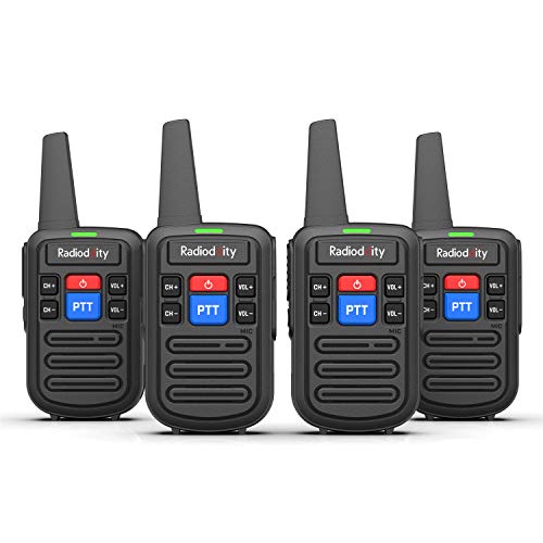 Radioddity PR-T5 Walkie Talkie PMR446 radio set 16 kanalen 4 km bereik VOX USB laadkabel met 1500mAh oplaadbare batterij (set van 4)