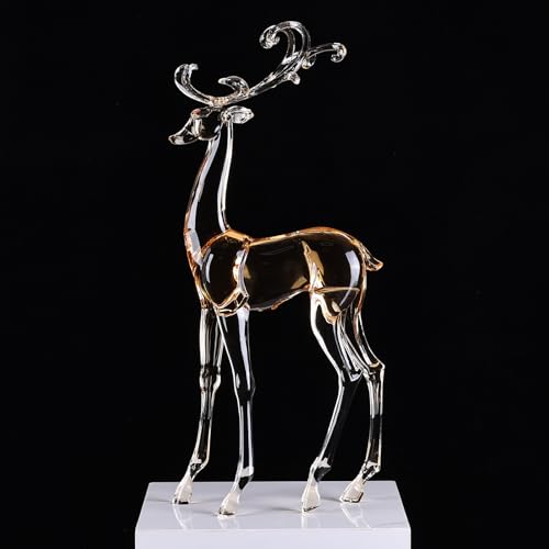 LINYTHER Large Luxury Clear Acrylic Reindeer Figurine for Christmas Decor,