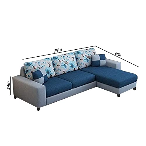 Image of Casaliving - Azania LHS 4 Seater L Shape Sofa Set for Living Room (Black & Grey Fabric)