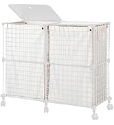 Amazon｜UZENN 144L メタル ランドリーバスケット 蓋付き 洗濯