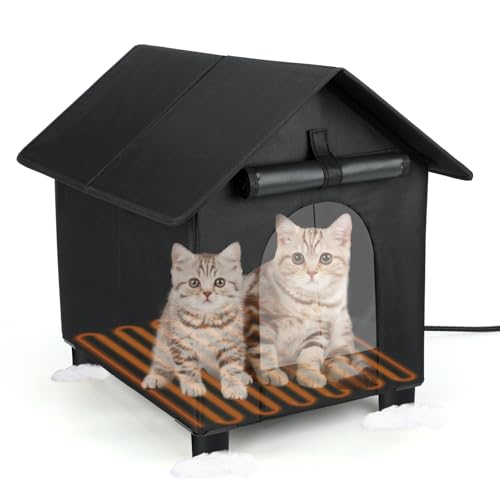 BWOGUE Elevated Heated Cat House for Outdoor Cats in Winter,