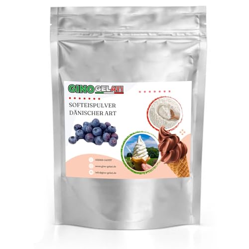 Gino Gelati Dänisches Softeis Pulver, fruchtiger Geschmack, verschiedene Geschmacksvarianten, schnell und einfach Zubereitet, Made in Germany, Eis selber machen (10 Kg, Heidelbeere)