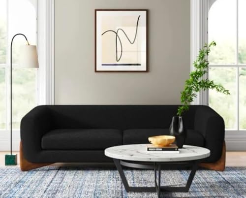 Image of A to Z Furniture Classic Chesterfield Sofa Set Luxury Chesterfield Sofa in for Home Living Room & Office (3 Seater Sofa Black Towel febrick)