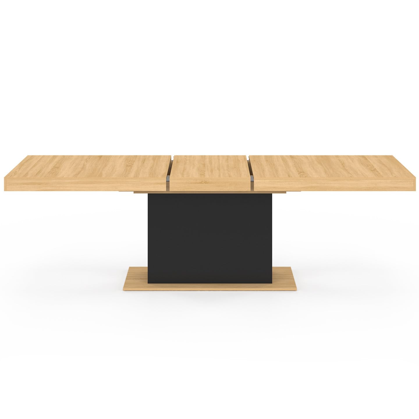 IDMarket – Mesa de comedor extensible rectangular Eden 8-12 personas, madera y negro, 200-250 cm