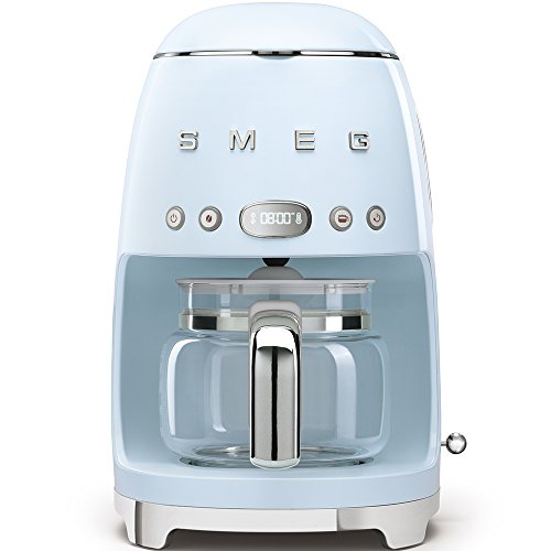 Smeg Cafetera de Goteo DCF01PBEU semiatumatica, Filtro Permanente, 1050 W, 1.4 litros, De plástico, Acero Inoxidable, Azul