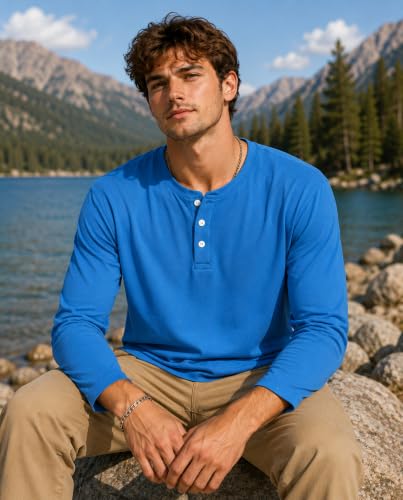Image of London Hills t Shirt for man | Solid Henley t Shirts for Mens | Casual Wear Tshirt for man | Shirts Men | Tshirt Shirts Men | Full Sleeve t Shirt for Men's | Mens tees | t-Shirts Stylish Everyday Use