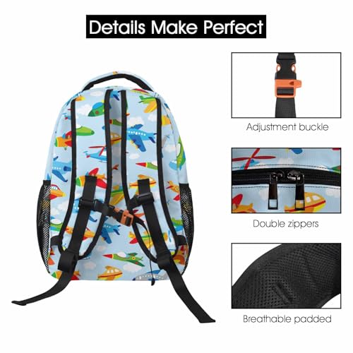 Custom Colorful Cartoon Airplane Backpack for Boys Girls Personalized Backpack with Name Text Customized School Bookbag Daypack for Student3