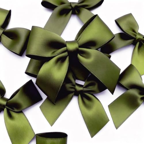 Jisrcha 60 Lazos, Lazos Pequeños para Bricolaje, Lazos Navideños Decorativos Hechos A Mano para Bodas, Envolver Regalos, Manualidades, Decoración de Bolsas de Merienda, Adornos Navidad (Verde)