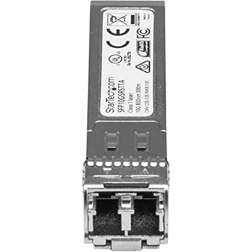 Image of StarTech Cisco SFP-10G-SR-S Compatible SFP+ Module, TAA (SFP10GSRSTTA) | 10GBASE-SR, 10GbE Multimode Fiber Optic Transceiver, 10GbE SFP+, LC 300m, 850nm, DDM Cisco Firepower, ASR9000, C9300