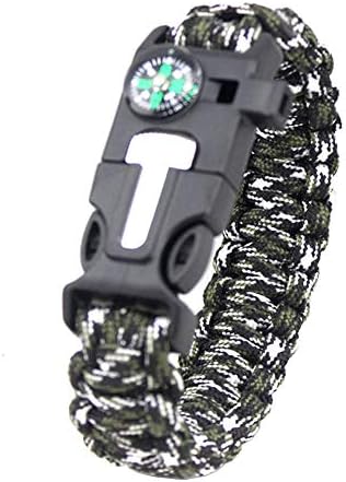 MansWill Survival Bracelet, 5 in 1 New 7 Core Paracord Emergency Sports Wristband Gear Kit Waterproof Compass, Rescue Whistle, Fire Starter Multi-Tool Wilderness Adventure Accessories