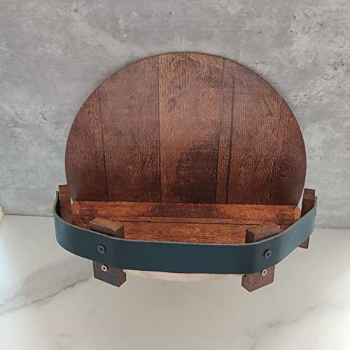 Wooden Bourbon Whiskey Barrel Shelf, Hand Crafted Wall Mounted Wine Rack Countertop, Round Display Organizer Stand Bar Shelves Vintage Liquor Bottle Home Decor #TOP1