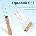 2pcs Button Hook Assist Device with Easy-Grip Wooden Handle for Shirts, Coats, Dresses - Ideal Button Aids for Arthritis & Limited Dexterity Fine Tip