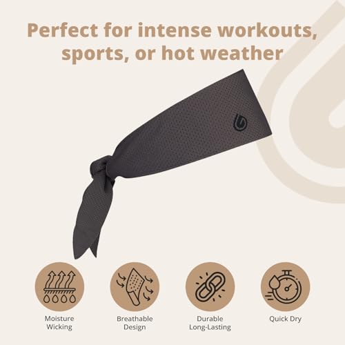 Image of Gymwrap 2.0 Sweat-Wicking Workout Headband - Athletic Non Slip Workout Headbands for Men and Women, Adjustable Wide Fabric Headband for Gym, Running, Yoga, Sports, and Outdoor Activities - Shadow