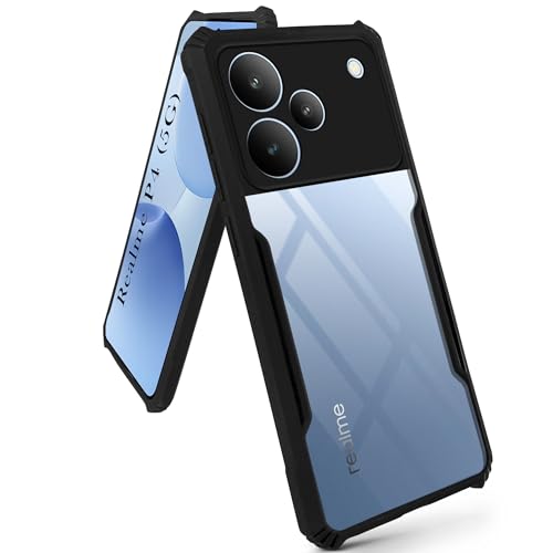Image of Jkobi Hybrid Back Cover Case for Realme P4 (Shockproof with Polycarbonate Clear Panel | Professional Black)