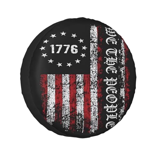 Image of Vintage America American Flag Spare Tire Cover Weatherproof Wheel Protectors Dust-Proof Sun Protection Wheel Tire Covers Universal Fit for Truck SUV RV Camper Trailer Car Accessories 15 inch