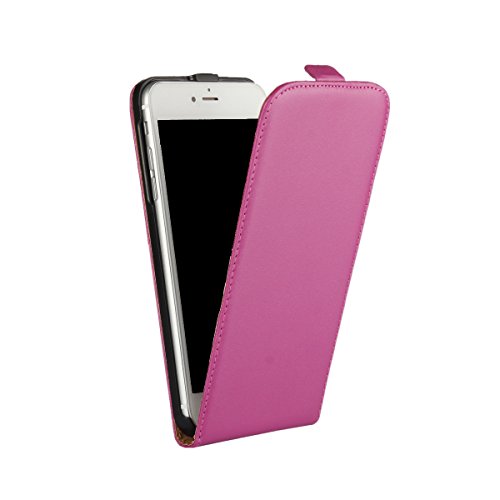 ameego iPhone 5C Funda de Cuero Genuina y Delgada con Tapa hacia Abajo (iPhone 5C, Pink)