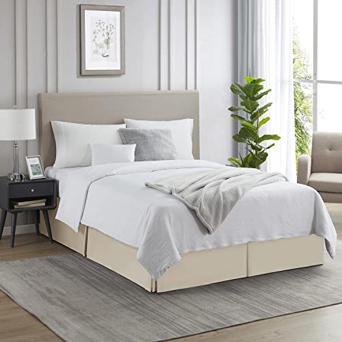Image of Nestl Cream Full XL Bed Skirt - Full XL Size 14 Inch Drop - Brushed Microfiber Hotel Quality Pleated Bed Skirt - Shrinkage & Fade Resistant