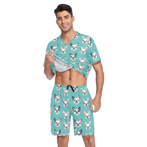 Bulldog Head Men’s Pajama Sets Short Sleeve Shirt and Pants with Soft Touch Fabric3