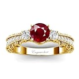 Jelafu 10K 14K 18K Ruby Engagement Wedding Ring Gold Ruby Rings for Women Sterling Silver July Birthstone Rings Rose White Yellow Gold Red Ring Genuine Ruby Rings Girlfriend Wife Anniversary