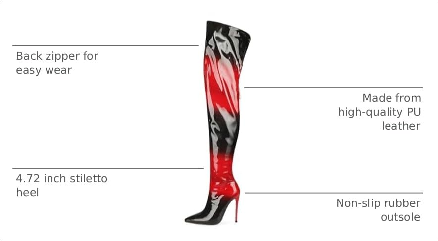 Image of Thigh high boots for women striped Back zipper Burgundy Zebra Print Over the knee Sexy gold white pointed toe Cow Print leopard Magenta stiletto heel