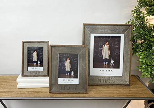 Rae Dunn “Happiness” Picture Frame - 8 X 10 In. Photo Holder For Desk Or Table Top Display -Rustic Distressed Light Brown Wood Design For Family Photos, Diploma, Art - Stylish Home And Office Décor #TOP1