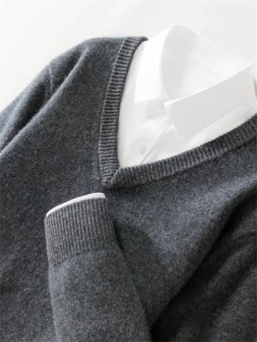 Men's V-Neck Sweater Cashmere Knitwear Long Sleeve Pullover Casual Soft Thickened Sweater2