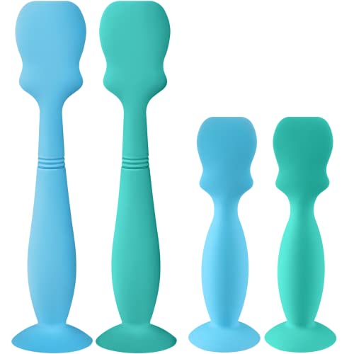 Image of 4 Pack Baby Diaper Cream Brush, Diaper Cream Spatula Applicator Silicone Baby Butt Paste Spatula for Babies, Newborn, 2 x Large Size, 2 x Small Size (2 x Green, 2 x Blue)