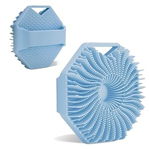 Silicone Bath and Shower Brush, Flexible Bristles for Gentle Exfoliation, Non-Slip Grip, Suitable for All Skin Types (Blue)